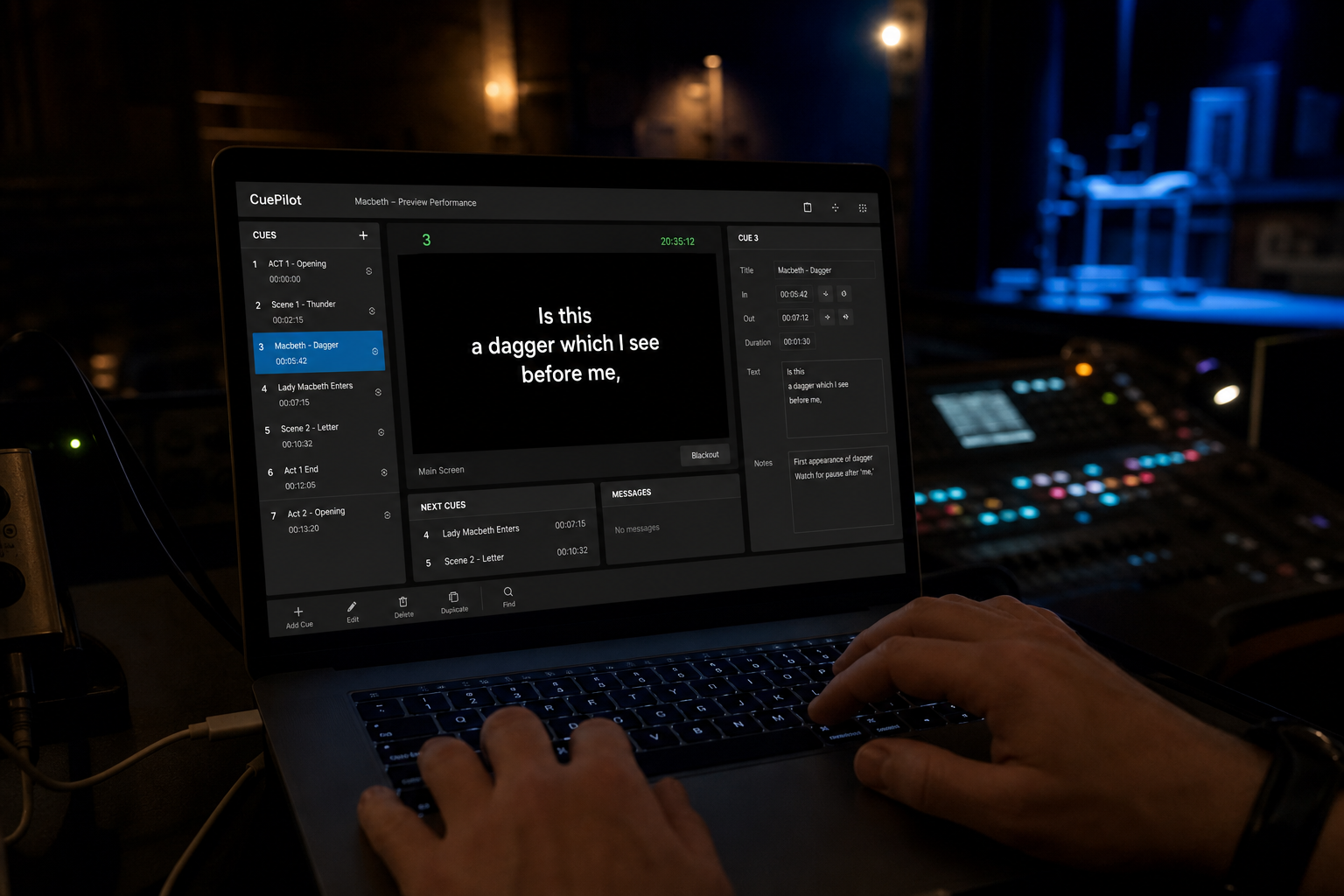 Placeholder: live editor in the operator booth
